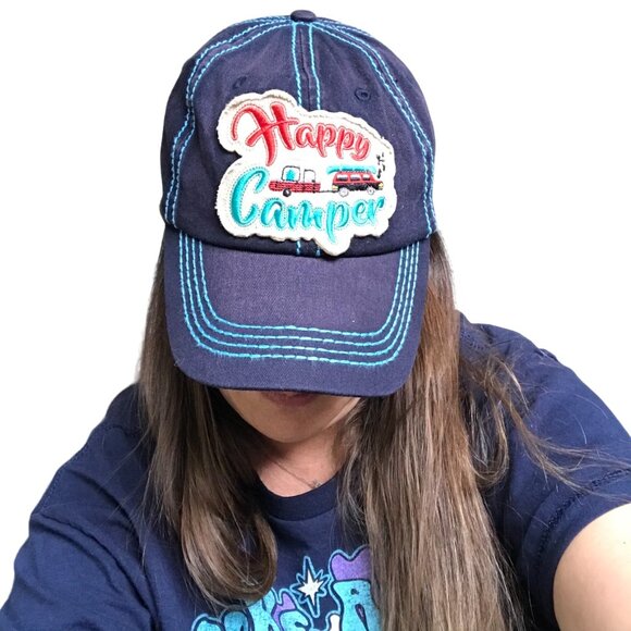 Wild Wear "Happy Camper" Hat, Cap Embroidered Patch Women's OS Fits‎ Most Cotton - Picture 14 of 14
